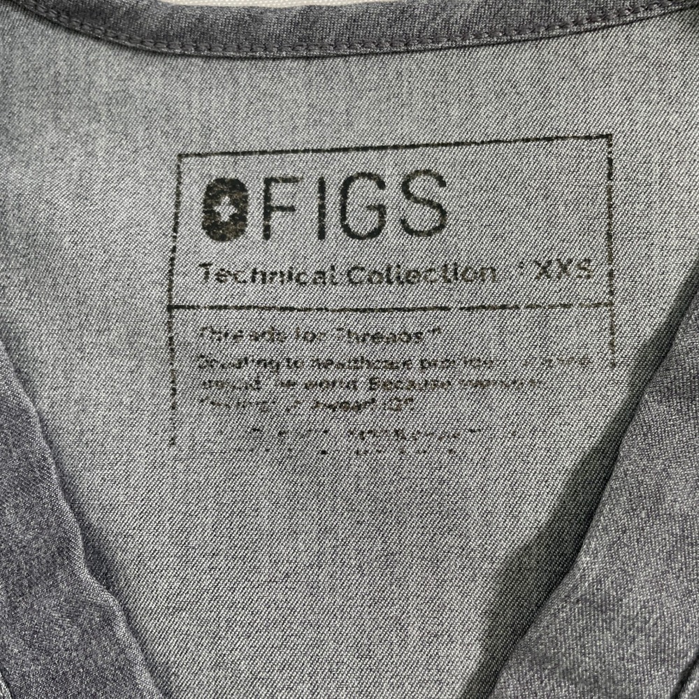FIGS Catarina One-Pocket Charcoal Gray Heather Scrub Top Women's XXS - Picture 8 of 10